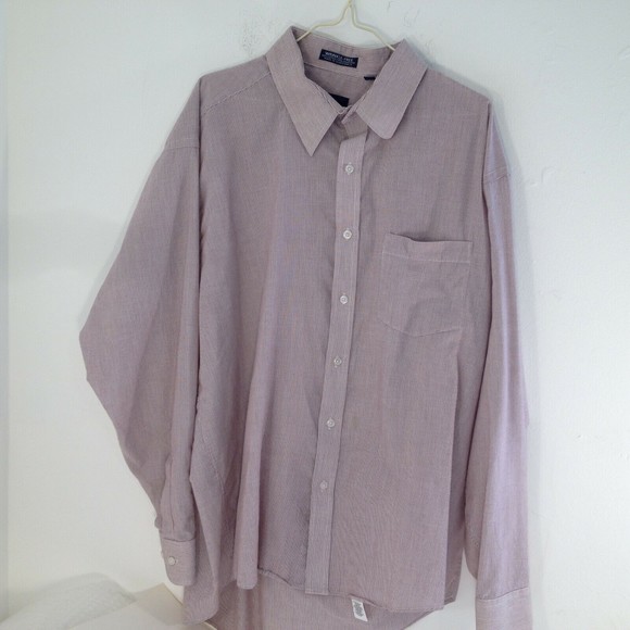 615 Wrinkle Free Brand Long Sleeve Purple/Plum Striped Dress Shirt Sz 17.5 34/35 - Picture 1 of 12